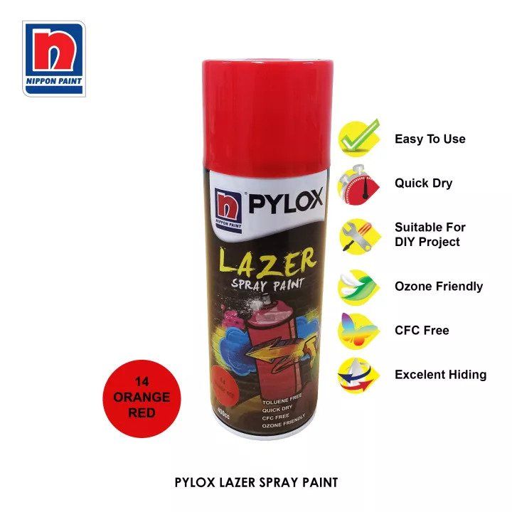 Nippon Pylox Hand Spray Paint  Orange Red