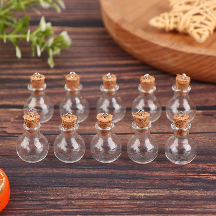10Pcs/Set Small Glass Bottles Clear Mini Wishing Bottles with Cork Stoppers