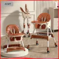Foldable Baby High Chair, Infant Chair with 4 Silent Wheel, Lightweight Multifunctional Toddlers Dining Chair for Feeding, Blue with Cushion |HC401 |INFINTY NEEDS. 