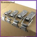 【FOOT SOFA】1x Stainless Steel Spring Loaded Draw Toggle Latch Clamp Clip Silver Hasp Latch Catch Clasp 90 Degrees Duck-mouth Buckle Hook Lock. 