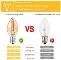 LED Night Light Bulbs C7 Chandelier E12 E14 Base Decorative Light Bulbs 0.5 Watts Christmas Small Candle Bulb 2200K Amber Glass. 