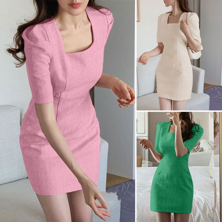 %E3%80%90Miga%20Plaza%E3%80%91%20Womens%20Elegant%20Mini%20Dress%20Puff%20Short%20Sleeve%20Square%20Collar%20Party%20Casual%20Pencil%20Dresses%20Plus%20Size%20(Korean%20Floral)%20-%20Image%205