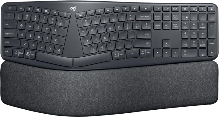 Logitech ERGO K860 Wireless Ergonomic Qwerty Keyboard - Split Keyboard, Wrist Rest, Natural Typing, Stain-Resistant Fabric, Bluetooth and USB Connectivity, Compatible with Windows/Mac