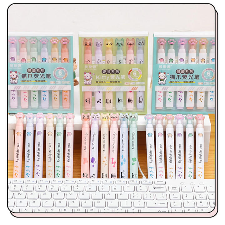 6PCS/Box%20Kawaii%20Cat%20Claw%20Highlighter%20Drawing%20Art%20Marker%20Fluorescent%20Pen%20Student%20Cute%20Watercolor%20Pen%20Stationery%20School%20Supplies%20-%20Image%206