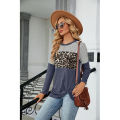 bellylady Women Casual T-Shirt Round Neck Long Sleeves Tunics Twist Knot Blouse Leopard Print Stripe Pullover Tops. 