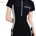 Women Swimsuit Zip Front Snorkeling Suit Short Sleeve Swimming Suit Bodysuit S. 