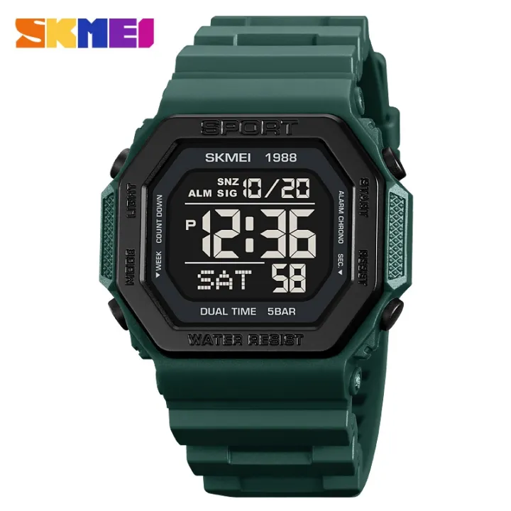 SKMEI men electronic watch waterproof watch with countdown luminous fashion casual style For Men 1988