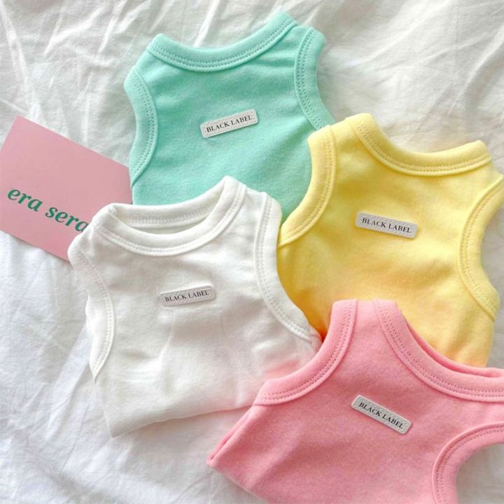 Dog Solid Color T Shirt For Small Dogs Cotton Summer Dog Clothes Breathable Dog Vest Chihuahua Bichon Frise Clothing Sweatshirt