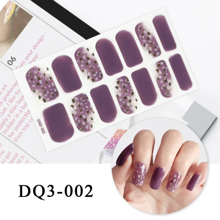 NEW%2014%20Pcs/Sheet%20Golden%20Pink%20Nail%20Polish%20Stickers%20Full%20Cover%20Stickers%20for%20Nails%20Glitter%20Decal%20for%20Manicure%20DIY%20Nail%20Strips%20for%20Women%20-%20Image%207