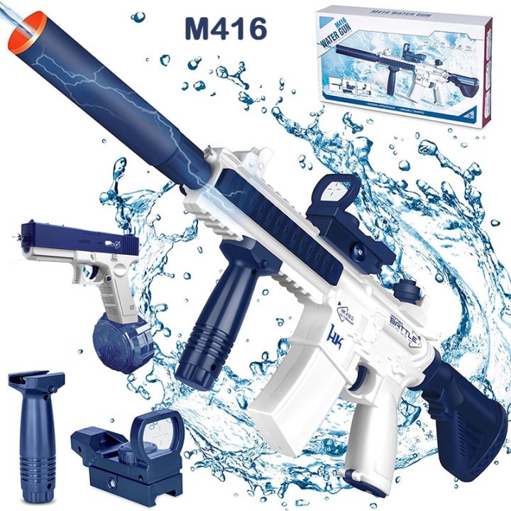【HOT】 M416 Water Gun Electric Automatic Airsoft Pistol Water Guns Glock Swimming Pool Beach Party Game Outdoor Water Toy For Kids Gift