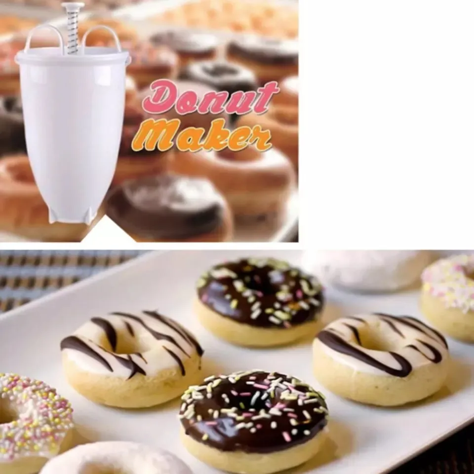DIY Doughnut Mould Waffle Cake Donut Maker Machine Manual Dispenser Kitchen Utensil Tool