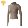 Zip Up Jacket Women's Stand Collar Zip-up Sports Top Quick Dry Breathable Slim Fit Gym Coat. 