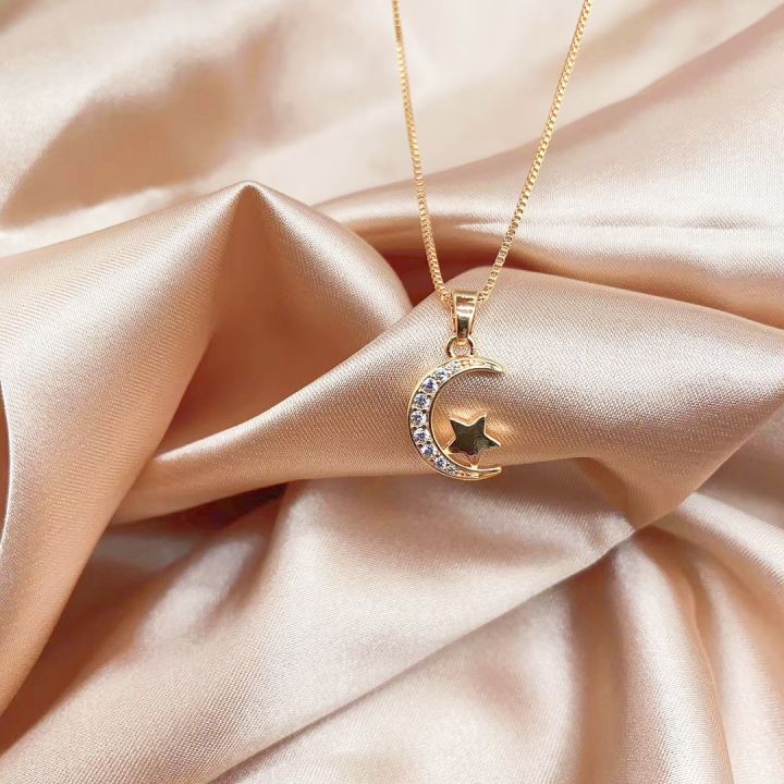 SGI fashion jewelry 18k rose gold plated moon and start style necklace for women Kwentas