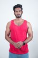 Moffi Essentials - Men's Skinny / Gym Vest -Red Arm Cut Tank Top. 