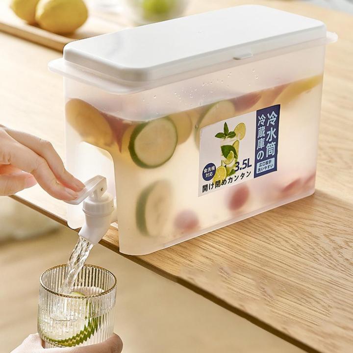 3.5L Cold Kettle Refrigerator With Faucet Lemonade Bottle Drinkware Kettle Pot Beverage Dispenser Home Cool Water Jug Bucket