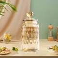 Glass Storage Jar Airtight Jar, Decorative Tea Storage Container Glass Canisters for Candy, Loose Tea, Sugar, Spice. 