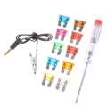 10pcs Auto Car Motorcycle IN Fuse auto plug in fuses 10A 15A 20A 25A 30A Auto fuse insert With Tester Test Pencil Kit. 