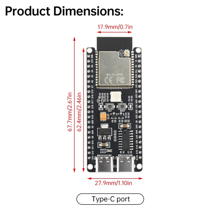 ESP32-S3-N16R8%20Development%20Board%20ESP32-DevKitC-1%2032-Bit%20LX7%202%20Core%20Processor%20DIY%20Electronic%20Kit%20-%20Image%202