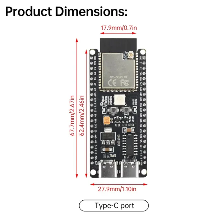 ESP32-S3-N16R8%20Development%20Board%20ESP32-DevKitC-1%2032-Bit%20LX7%202%20Core%20Processor%20DIY%20Electronic%20Kit%20-%20Image%202