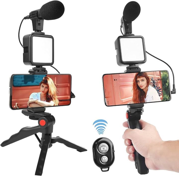 Video Making Vlog Tripod Kit AY-49 Video Making Vlog Tripod Kit With Microphone and And Light