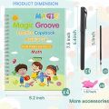 Kids Magic Writing Book Set - 4 Pack Magical Copybooks with Three-Dimensional Groove Design,Reusable Handwriting Practice Copybook，Cursive writing workbook for age 3-8. 