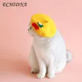 Beret for Pets Cute Cherry Design Pet Hat Adjustable Buckle Winter Headwear for Cats Dogs Perfect Photography Props Wool Fabric Pet Hat for Winter. 
