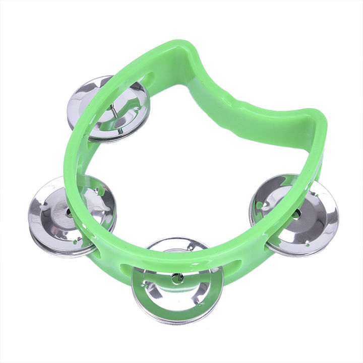 Hand Held Tambourine Metal Bell Plastic Percussion for KTV Party Kid Game Toy