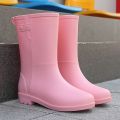 Mid-Calf Rain Boots Women's Fashion Outerwear Korean Rain Boots Anti-Slip Rain Boots Kitchen Work Car Wash Waterproof Rubber Shoes. 