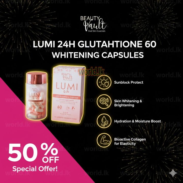 LUMI 24H GLUTATHIONE 60 CAPSULES / Tablets Whitening Skin Protection & Increase Body Collagen provide powerful antioxidant support