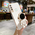Maitus for Vivo Y12 Y15 Y17 Back Cover with Lanyard + Astronaut Hidden Stand Luxury 6D Plating Shiny Cases Soft Silicone Square Bumper Mobile Phone Case Pouch for Boy Girls. 