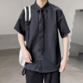 2023New Solid Color Long Sleeve White Shirt Boys Students Korean Style Trendy Handsome Bottoming Shirt Top Clothes Men's Clothing. 