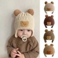 Winter Baby Beanie Cap Cartoon Bear Ear Protection Knitted Hat for Toddler Boys Girls Cute Korean Warm Kids Crochet Hats Gorros. 