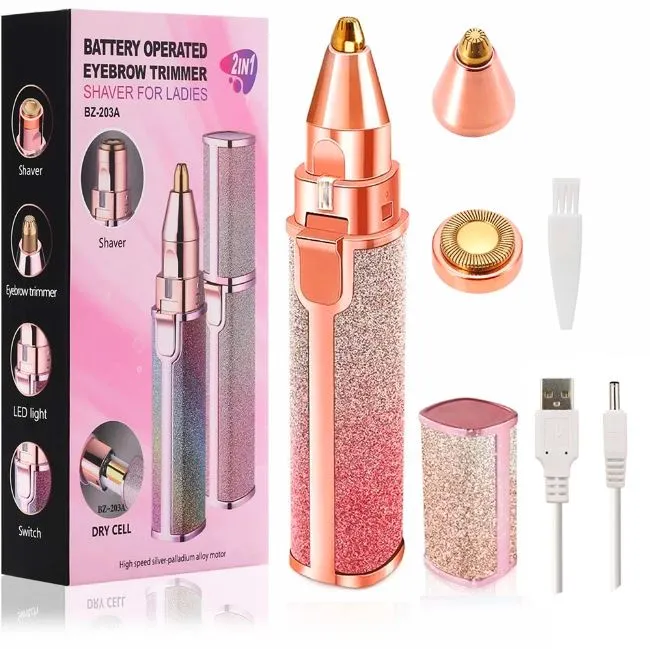 Women's Face Hair Remover Epilator for women Machine for Upper Lip, Chin, Eyebrow SUNSHREE - Rose Gold