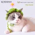 Soft Adjustable Pet Headgear Sunflower Pet Hat for Dogs Cats Adjustable Lace-up Design for Outdoor Travel Cosplay Party Decoration Cute Knitted Headwear for Pets. 