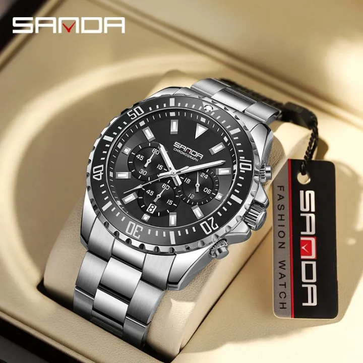 Sanda%20Steel%20Belt%20Calendar%20Men's%20Watch%20Personalized%20Quartz%20Three%20Eye%20Six%20Needle%20Green%20Water%20Ghost%20Fluorescent%20Watch%205306%20-%20Image%202