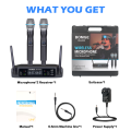 BOMGE UFH Wireless Microphone,Metal Dual Professional UHF Cordless Handheld Microphone System for Home Karaoke, Meeting, Party,  DJ, Wedding, KTV. 