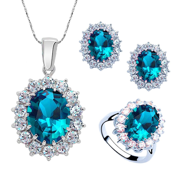 3Pcs/Set%20Oval%20Faux%20Gem%20Full%20Earrings%20Necklace%20Ring%20Lady%20Jewelry%20-%20Image%205