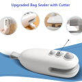 Rechargeable Mini Food Sealer USB Powered 2 in 1 Heat Sealing and Cutting Machine Compact Plastic Snack Bag Sealer for Chips Nut. 