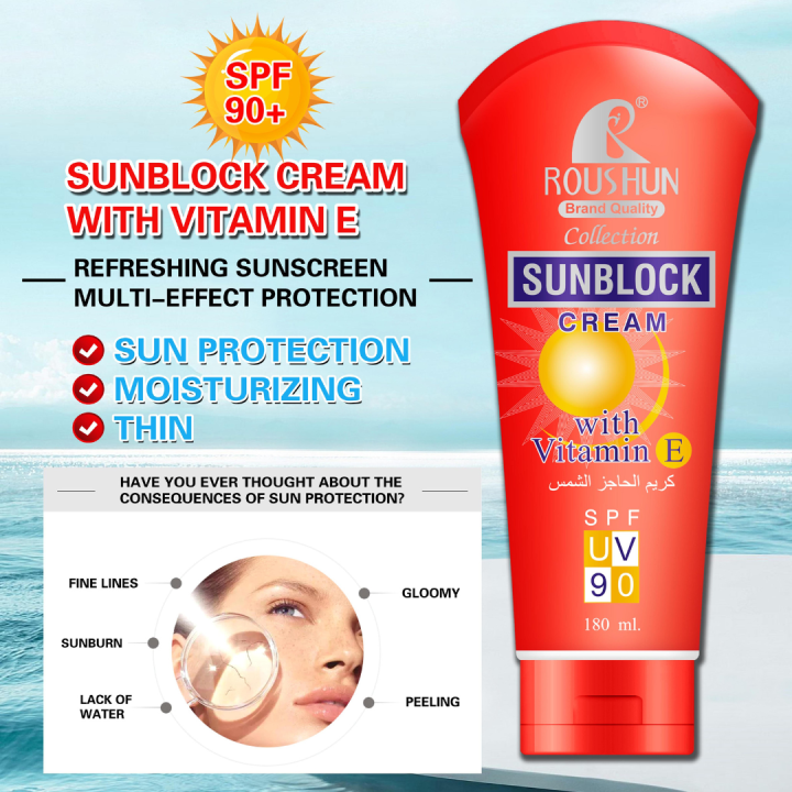 Roushun%20Sunblock%20Cream%20with%20Vitamin%20E%20SPF%2090%20-%20180ml%20-%20Image%202