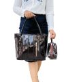 Enmark Perfection Glossy Dark Brown Ladies Handbag with Pouch. 