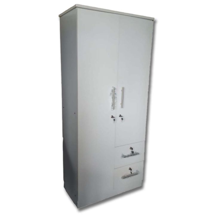 Melamine Cupboard 6x3  ( Almari) / Wardrobes -white color 2 locker Only " - 5 year warranty