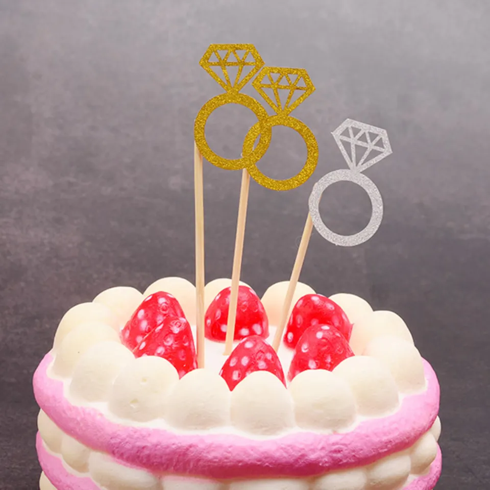 Food Safe Ring Cake Toppers Sparkling Wedding Ring Cupcake Toppers
