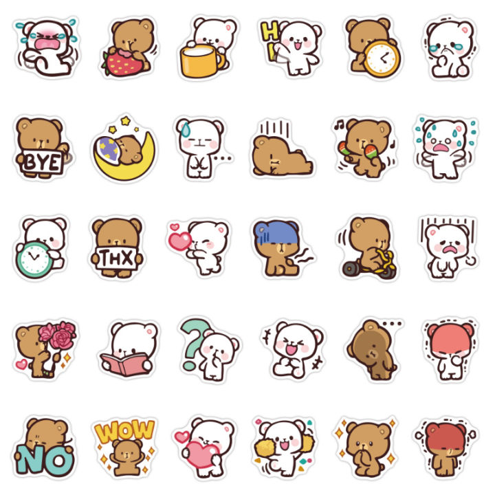 20/40pcs%20Milk%20and%20Mocha%20Stickers%20Lovely%20Bear%20Couple%20Stickers%20for%20Laptop%20Scrapbook%20Journal%20Kids%20Girls%20Boys%20Stickers%20-%20Image%206