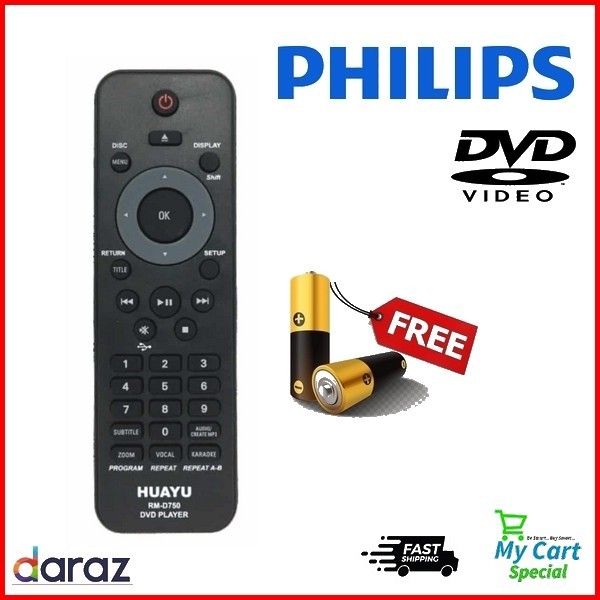 Philips DVD Remote Controller RMD750 & Free Batteries