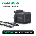 【Nexode】UGREEN GaN 45W Fast Charger 3-Ports/1Port 2 USB C 1 USB A PD3.0/QC3.0 for iPhone 16 Pro Max/Samsung S25 Ultra/iPad Air/Pixel 8. 