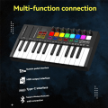Mini Portable MIDI Control Keyboard, USB, Sequencer Keyboard, Backlit Drum Pads, 8 Knobs, OLED, 25-Key Controller. 