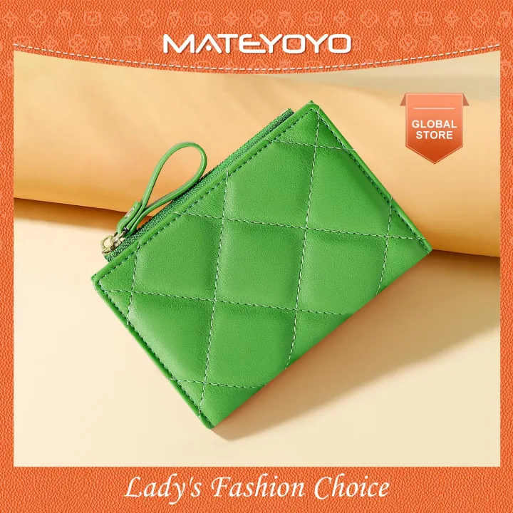MATEYOYO Women's Wallet Simple Diamond Pattern Wallet Fashion Purse Money Bag Multifunctional Clutch Wallet PU Leather Card Wallet Zipper Co-in Pocket