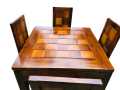 Wooden Square Design Teak & Burutha Dining Table + 4Chairs. 