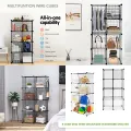 Wire Cube Storage, 8-Cube Organizer Metal C Grids Storage, Storage Bins Shelving, Modular Book Shelf, DIY Closet Cabinet Ideal for Living Room, Home, Office 24.8" L x 12.4" W x 48.4" H Black. 