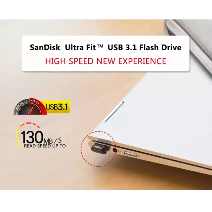 Sandisk%20Ultra%20Fit%203.1%2016GB%2032GB%2064GB%20128GB%20USB%20Pen%20Flash%20Drive%20-%20Image%203